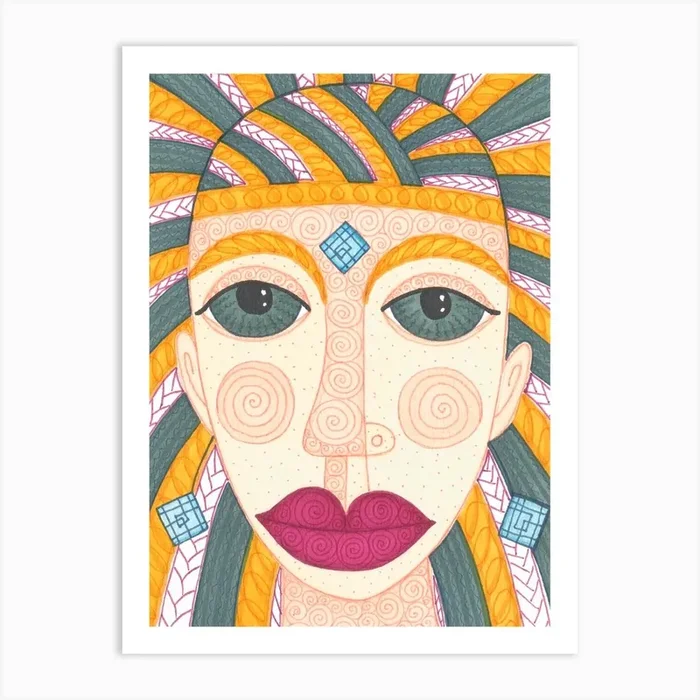 Grey Eyes Vinous Lips Art PrintH by Hitrova