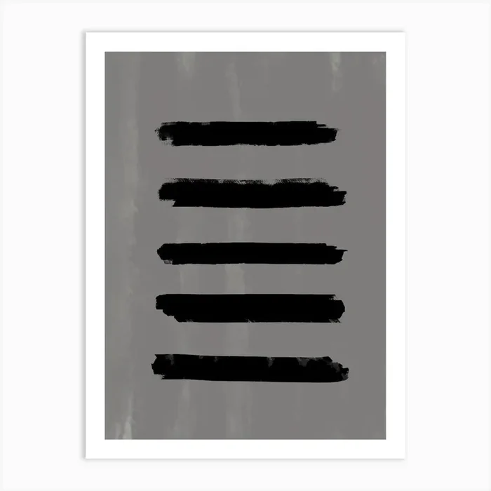 Grey Painting With Black Brushstrokes Art Print by Imaginative