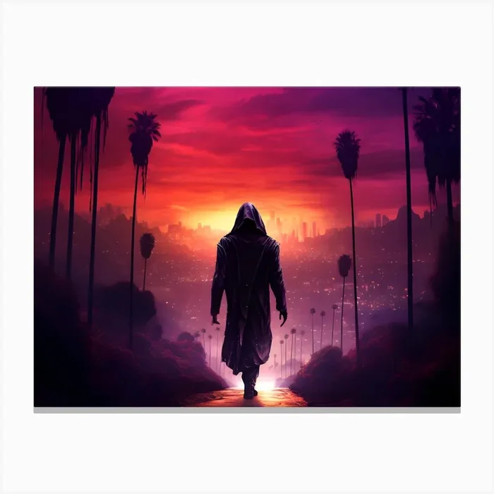 Grim Reaper Goes To Vice City Canvas Print by AI Minded
