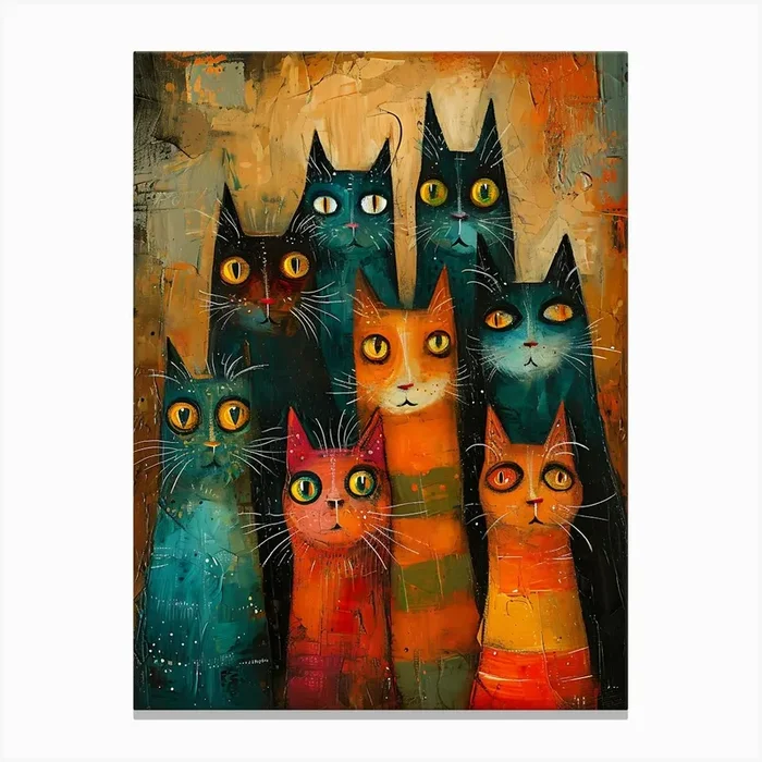 Group Of Cats 4 Canvas Print by wallart-1