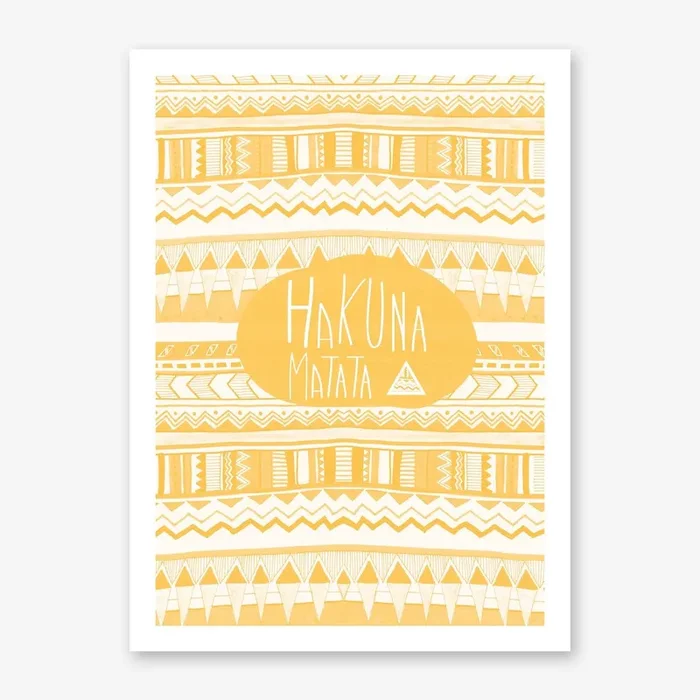 Hakuna Matata Yellow Art Print by Vasare Nar
