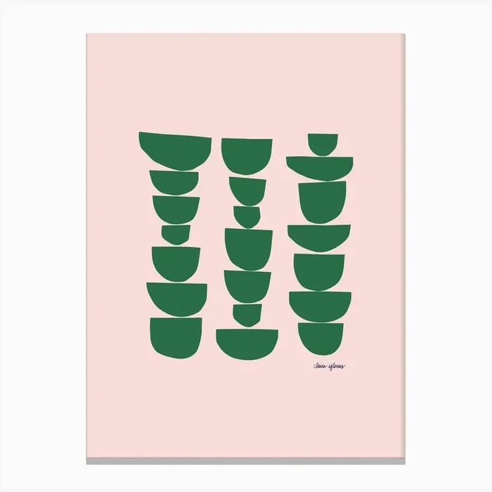 Half Green Shapes Canvas Print by Claire Iglesias