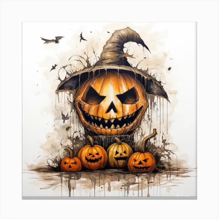 Halloween Pumpkins Canvas Print by PaigeDesigns