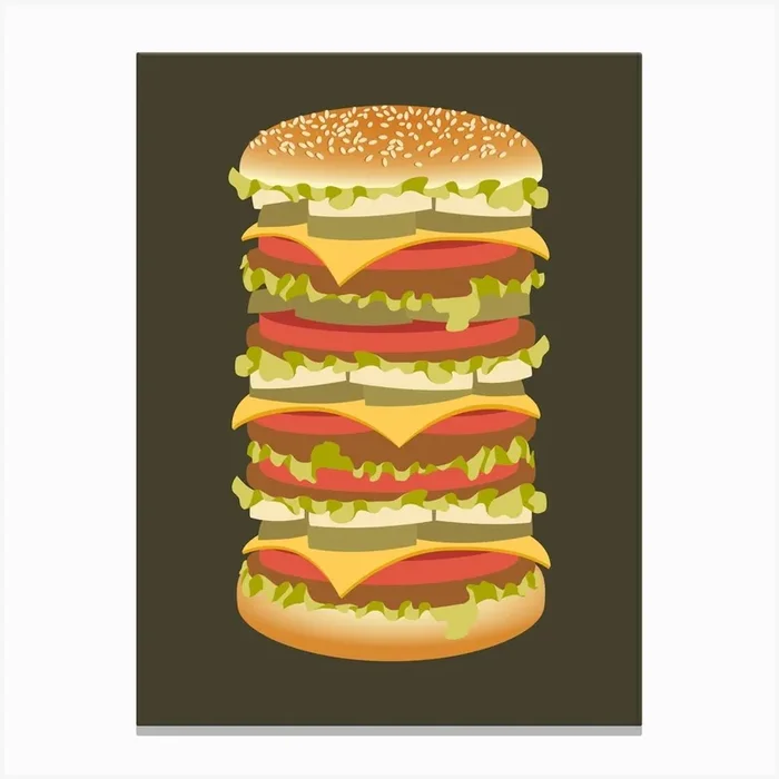 Hamburger Retro Art Canvas Print by Yaviki