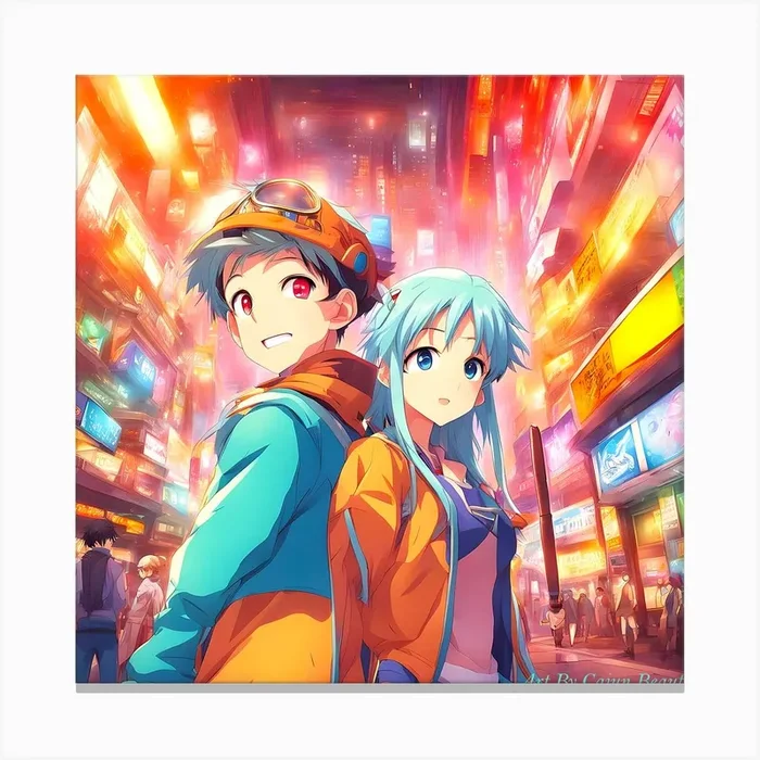Hanging Out in Anime City Canvas PrintAB by Art By Cajun Beauty