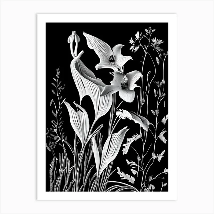 Harebell Wildflower Linocut 1 Art PrintWS by Wildflower Studio