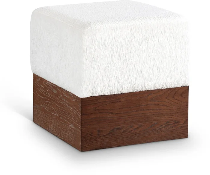 Havre Velour Fur Fabric Upholstered Ottoman