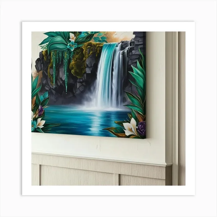 Hawaiian Waterfall Art Print by Akki art
