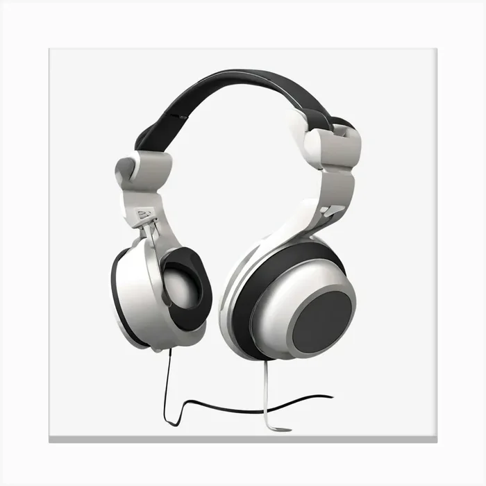 Headphones On A Black Background Canvas Print by limami