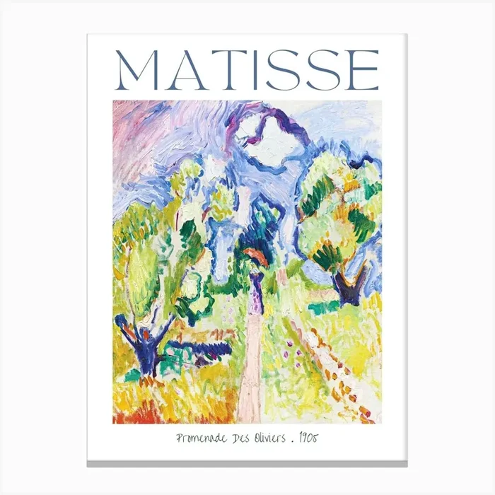 Henri Matisse Print Promenade des Oliviers 1905 Beautifully Remastered HD Artwork Famous Colorful Abstract Impressionism For Feature Wall With White Border and Labelled Canvas PrintFS by Free Spirits & Hippies