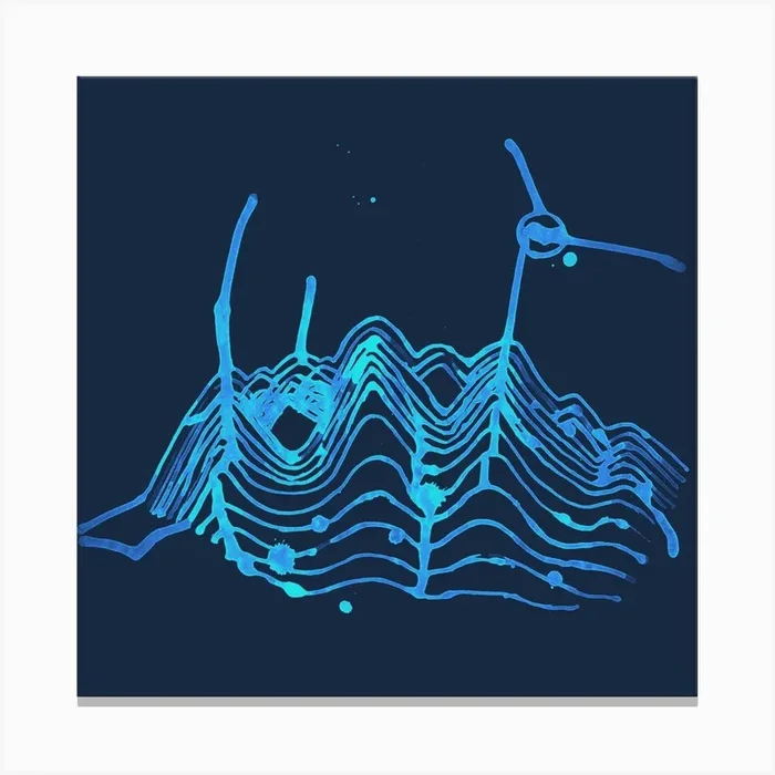 Hills With Windmills Blue Light Square Canvas Print by designkind
