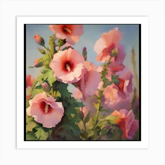 Hollyhocks Art PrintA by Aidyrose