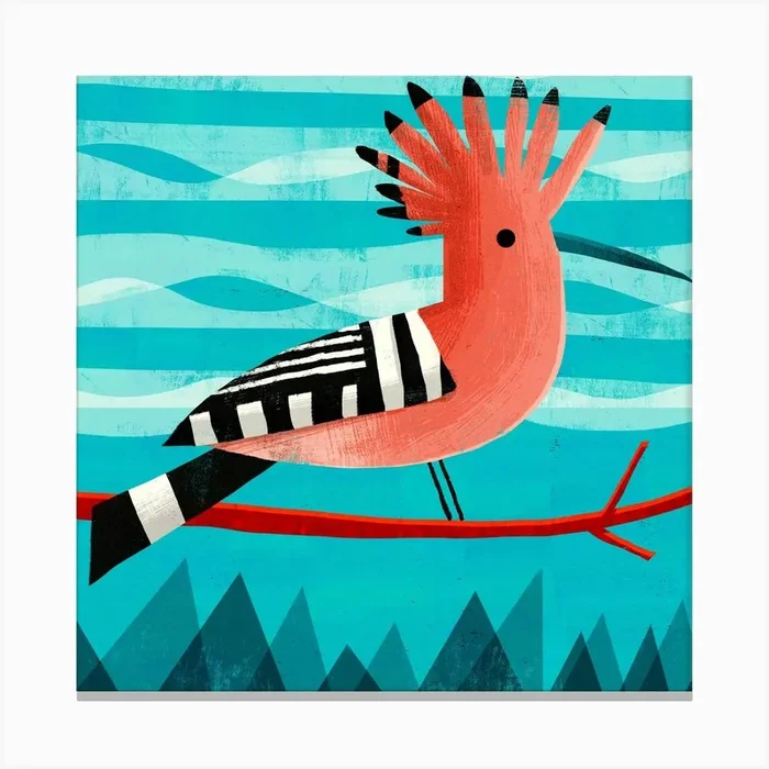Hoopoe Square Canvas Print by Gareth Lucas Art
