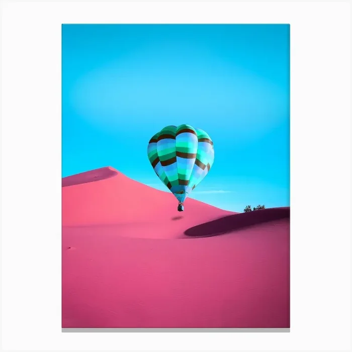 Hot Air Balloon In The Pink Desert Canvas Print by Arizrab