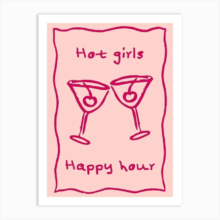 Hot Girls Happy Hour Art PrintA by Alluvion