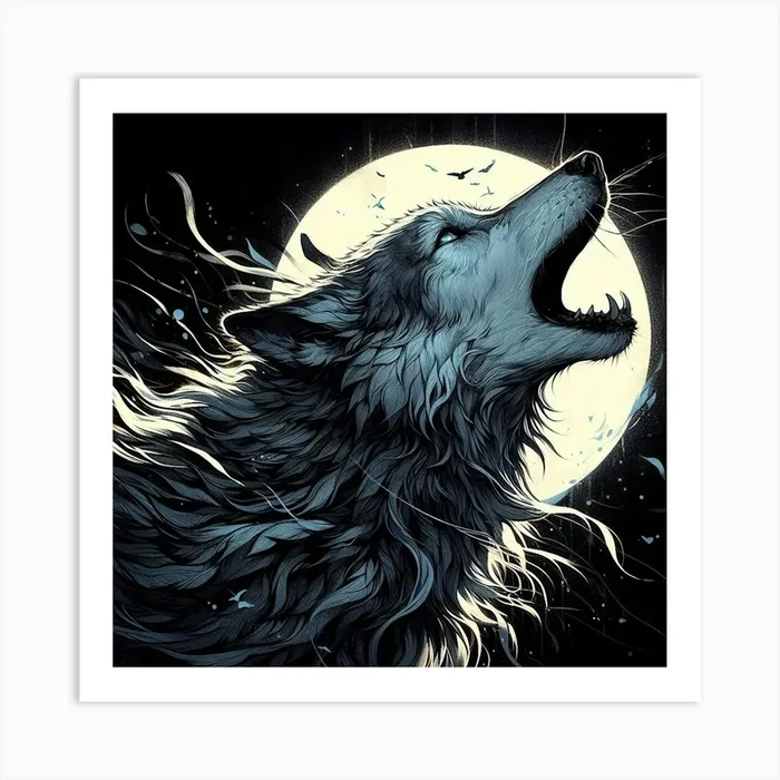 Howling Wolf Art Print by Mamlika design