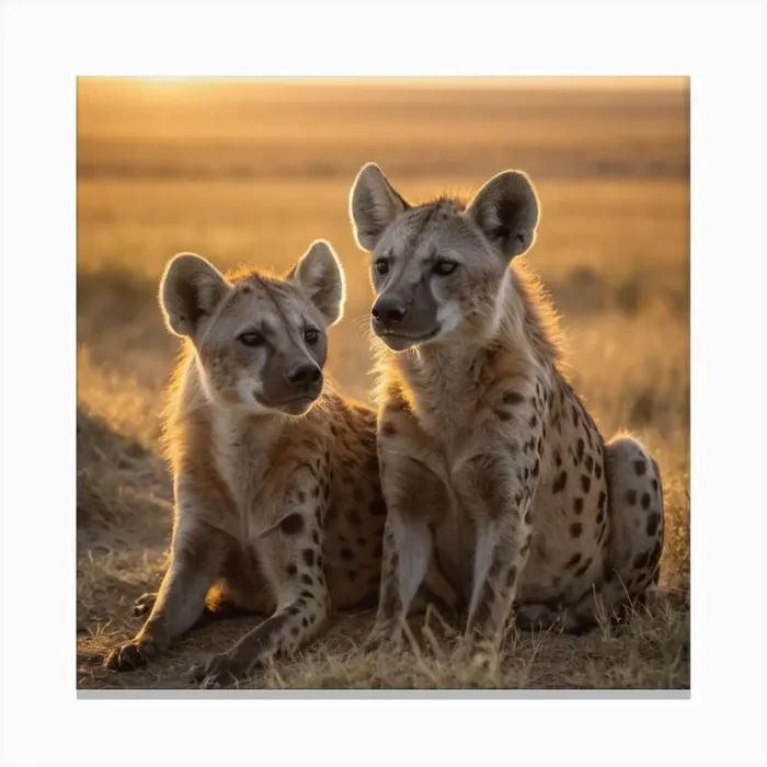 Hyenas At Sunset Canvas Print by Digital M