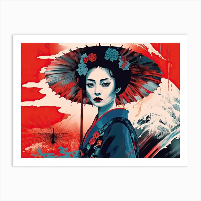 Illustration Face Geisha 4 Art Print by Blade and Brush