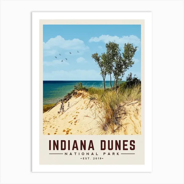 Indiana Dunes Minimalist Travel Poster Art Print by Vintaprints