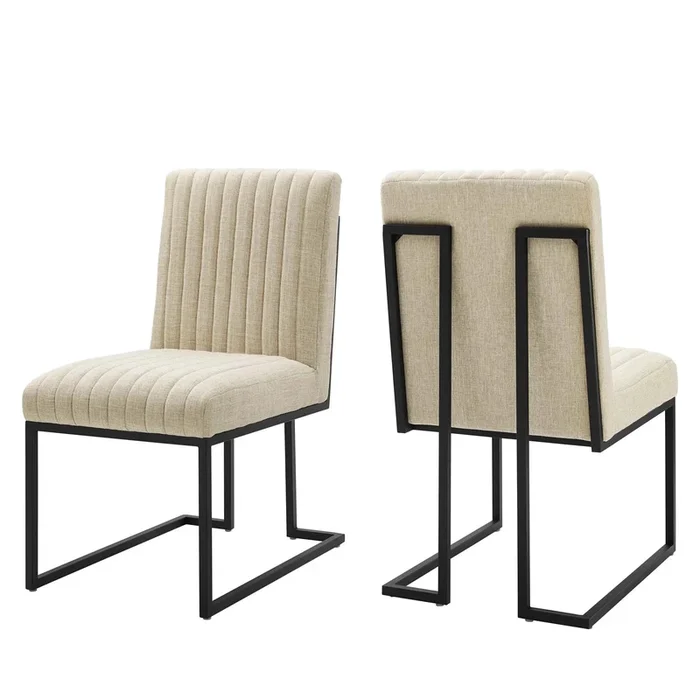 Indulge Channel Tufted Fabric Dining Chairs – Set of 2