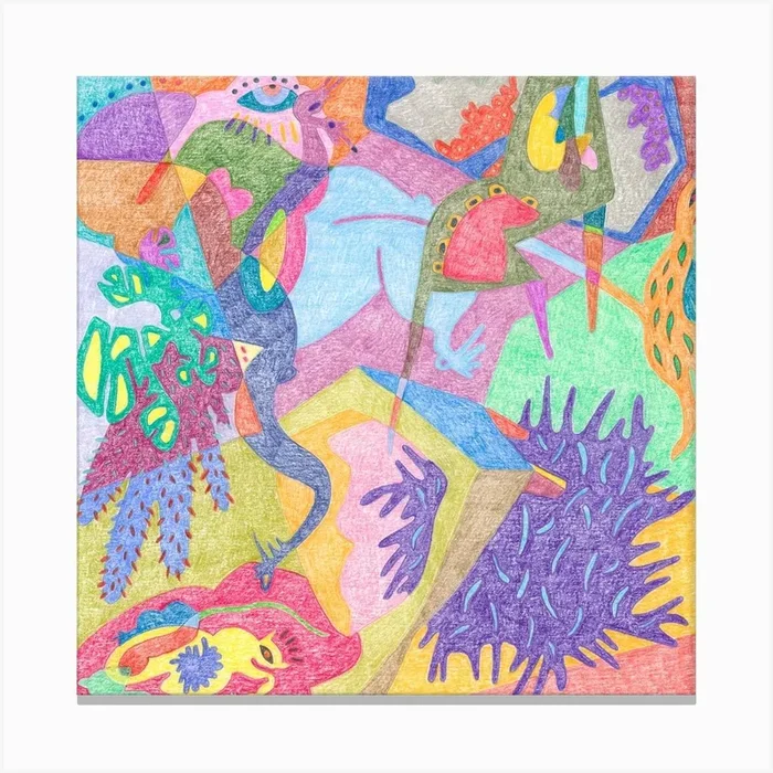It’S Raining Frogs Square Canvas Print by Francisca Brunet