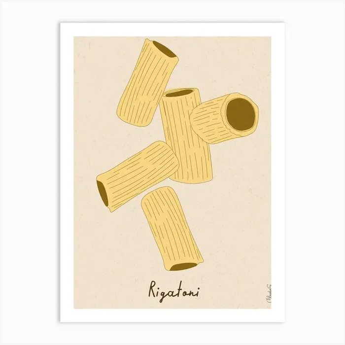 Italian Pasta Rigatoni Art Print by claudiasdesign
