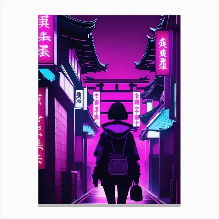 Japanese Girl Punk Art Canvas Print by A Thousand Words