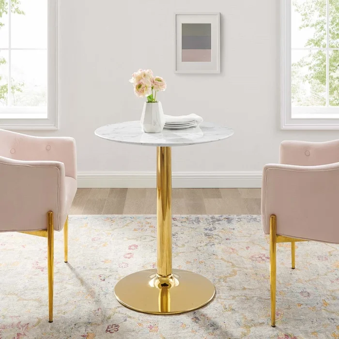 Jena 28 ” Gold Base Artificial Marble Dining Table