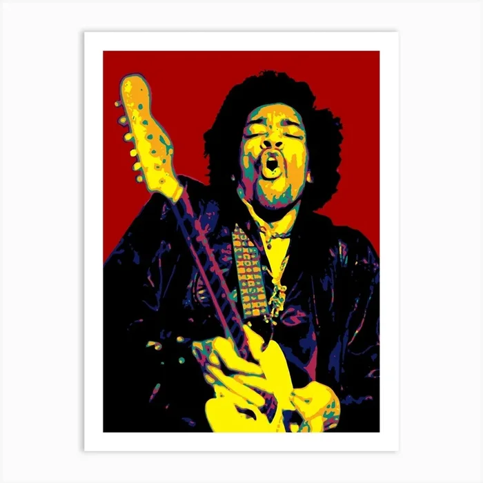 Jimi Hendrix Colorful Art Art PrintAB by Andika Bahtiar