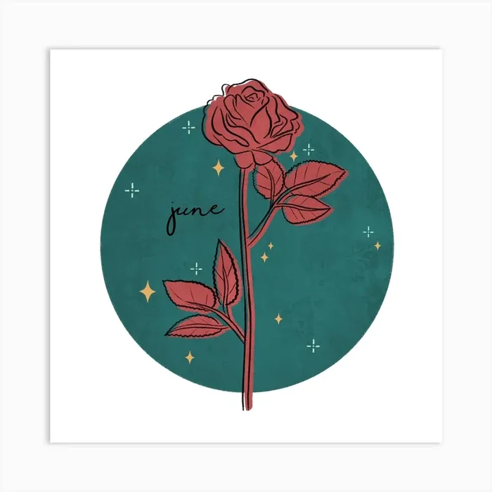 June Birth Flower Square Art Print by Bethany Illustrations