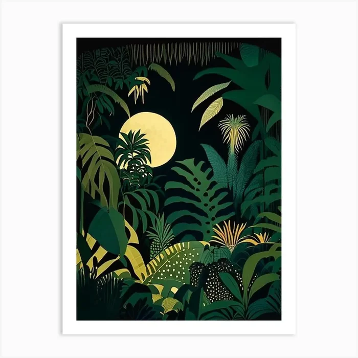 Jungle Night 2 Rousseau Inspired Art PrintJM by Jungle Mania