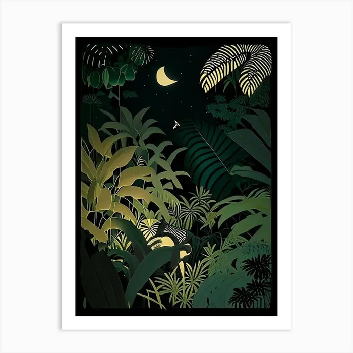 Jungle Night 4 Rousseau Inspired Art PrintJM by Jungle Mania
