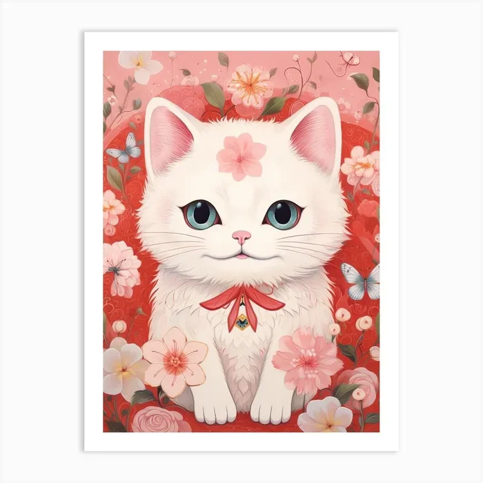 Kawaii Cat Drawings 1 Art Print by Kawaii Kingdom