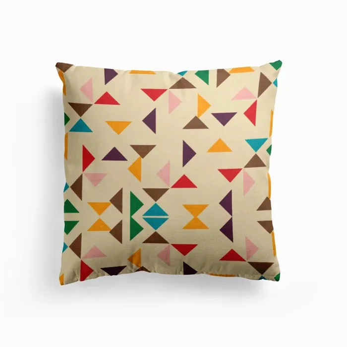 Kilim Triangle Pattern Beige Cushion by Susana Costa