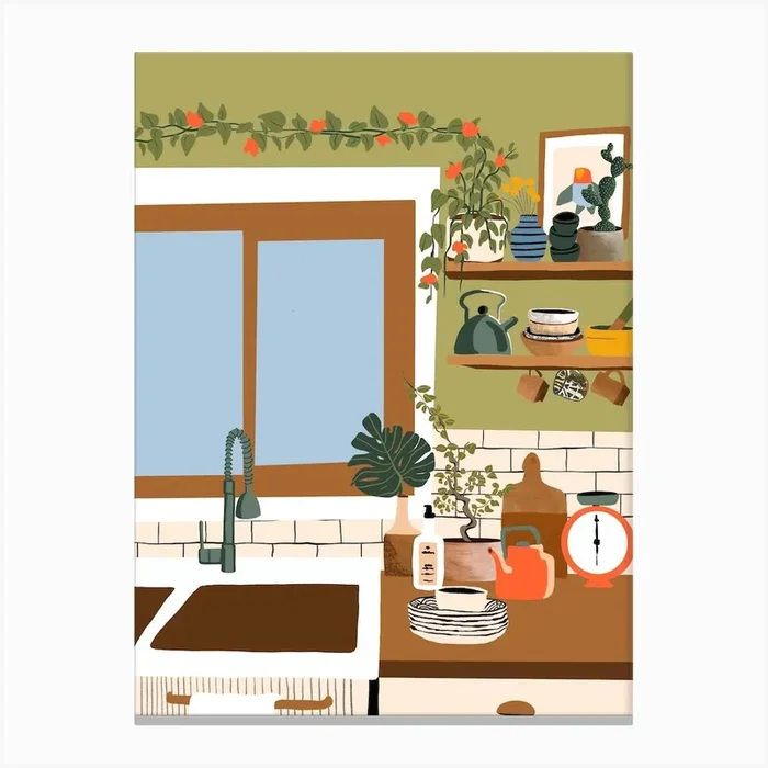 Kitchen Window Canvas Print by Mona Mai