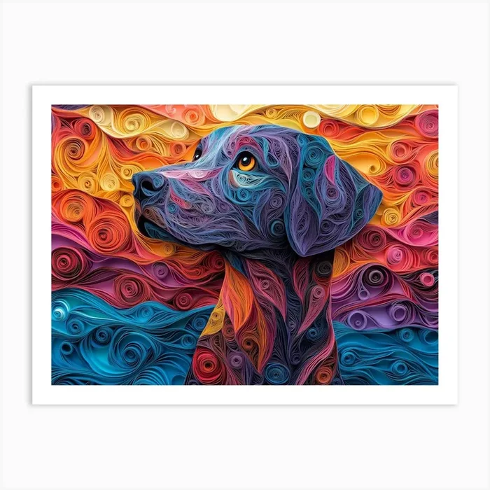 Labrador Retriever Paper Quilling Dog Portrait 2 Art Print by der Mumpitz