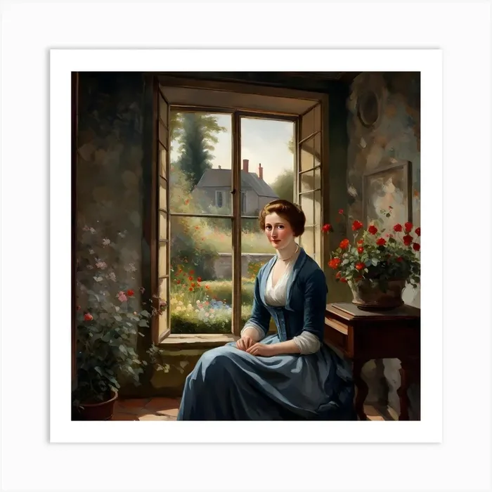 Lady By The Window Art PrintB by Bissoular68