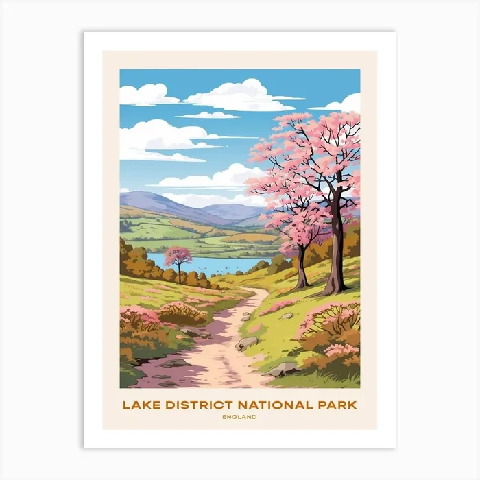 Lake District National Park England Hike Poster Art Print by WanderWall Prints