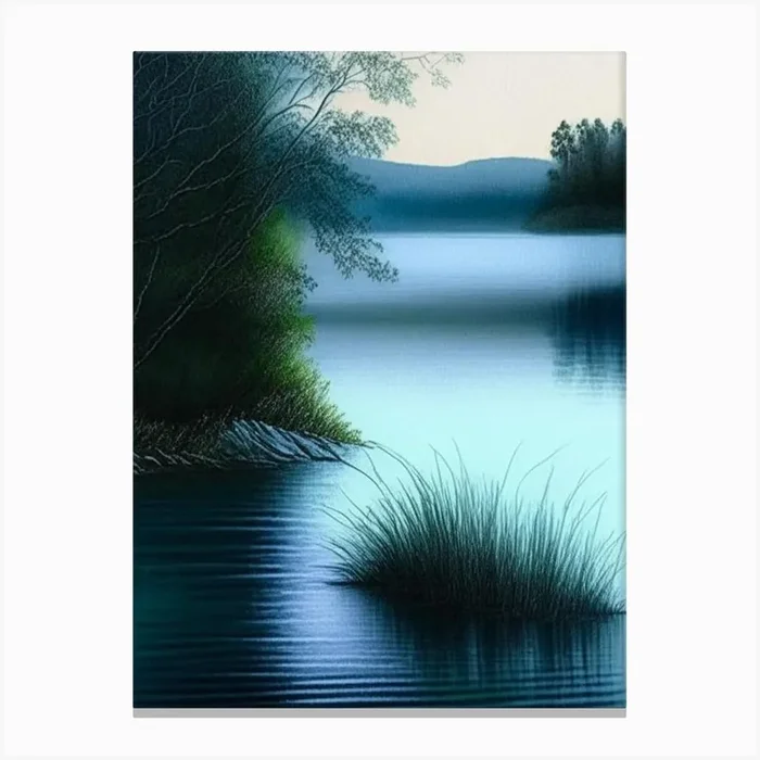 Lake Waterscape Crayon 2 Canvas PrintHH by Hydro Hues