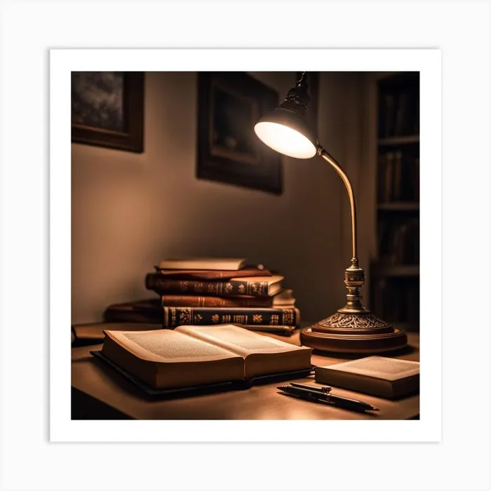 Lamp On A Desk Art Print by Cristain m