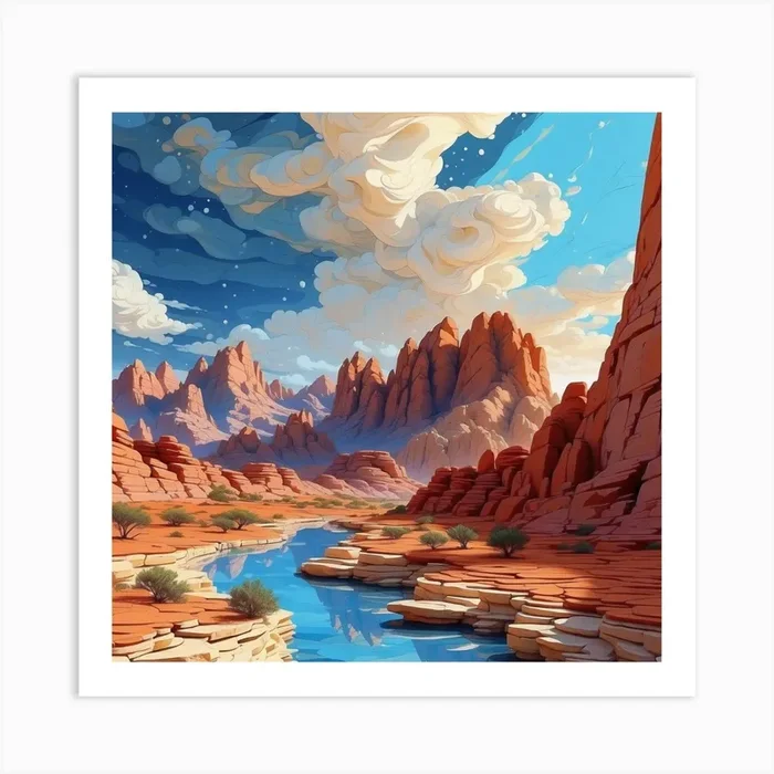 Landscape Painting Art PrintAM by Afkar Majda