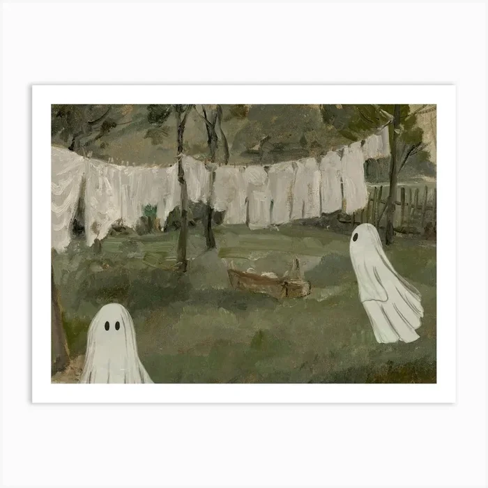 Laundry Room Ghosts Art PrintK by KIKIANDNIM