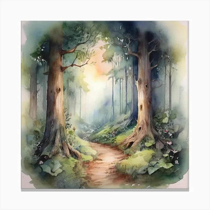 Leonardo Diffusion Xl Watercolor Fairytale Woods Watercolor E 0 Canvas PrintY by yousef4546