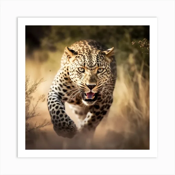 Leopard Charging Art PrintAM by Anthony Murrey