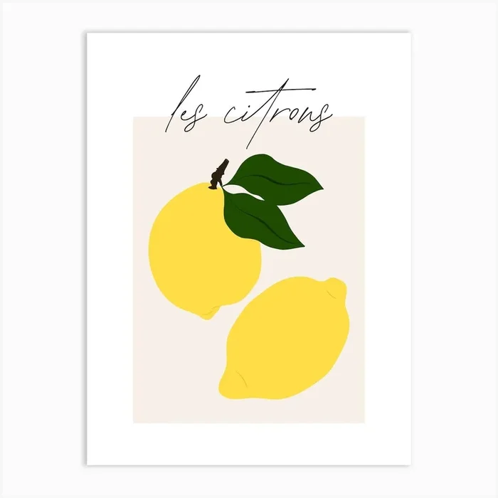 Les Citrons – Lemon Print 1 Art Print by DecemberSeven