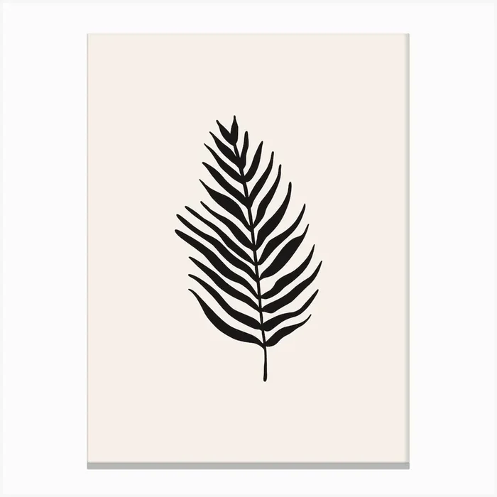 Light Beige & Black Leaf Canvas Print by DecemberSeven