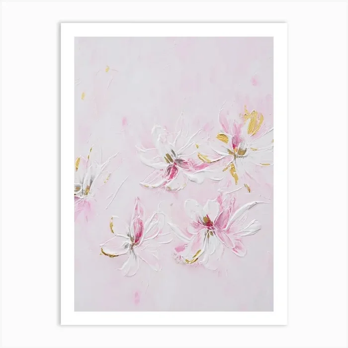 Light Pink Flower Painting Art Print by Françoise Wattré