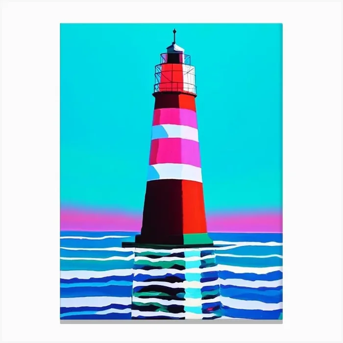 Lighthouse Waterscape Colourful Pop Art 1 Canvas PrintHH by Hydro Hues