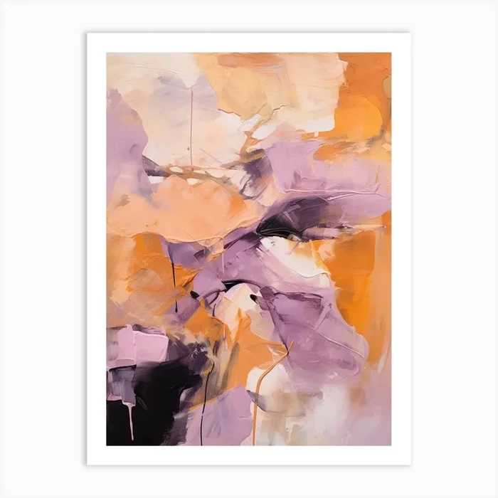 Lilac And Orange Autumn Abstract Painting 6 Art Print by Autumn Aura Prints