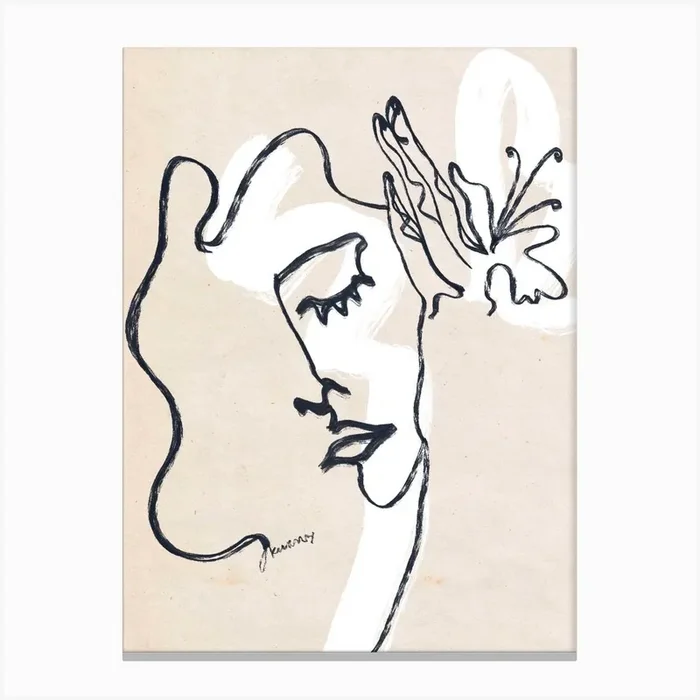 Lilly Dream Black & Beige Canvas Print by Kuralay Kin